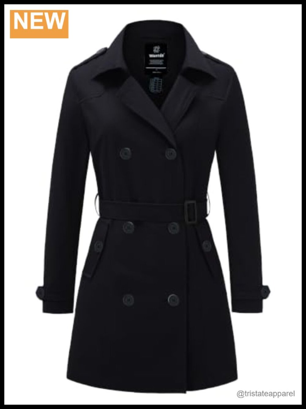 Women's Trench Coat Double Breasted Belted Windproof Overcoat
